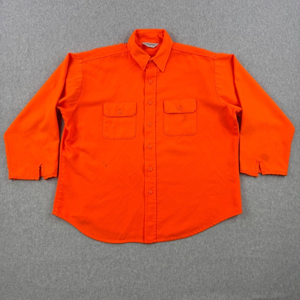 Vintage Five Brother Shirt Mens XL Orange Hunting Workwear Long Sleeve USA Made